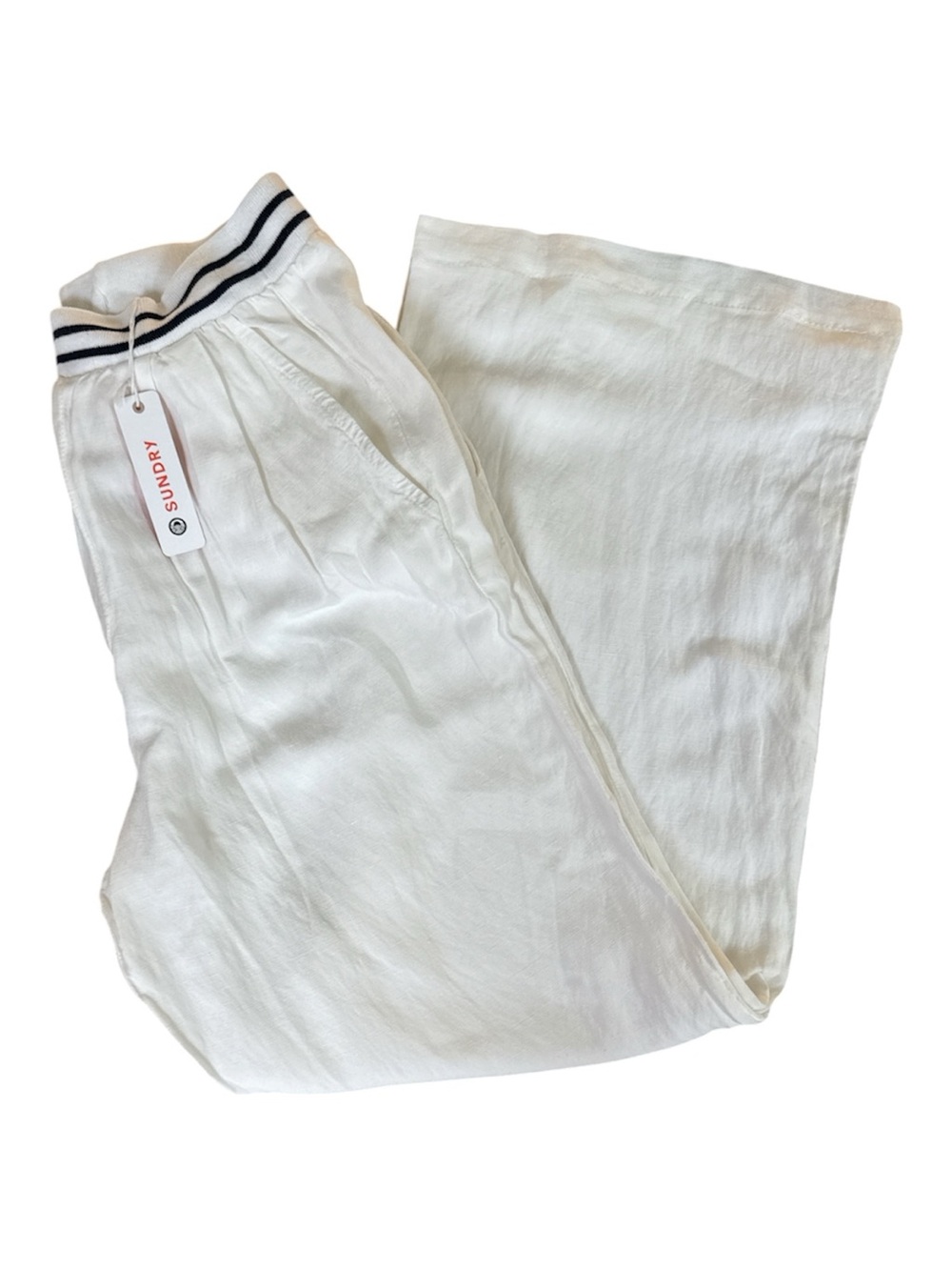 SUNDRY White Relaxed Linen-Blend Wide Leg Pants Size Small (1) NWT